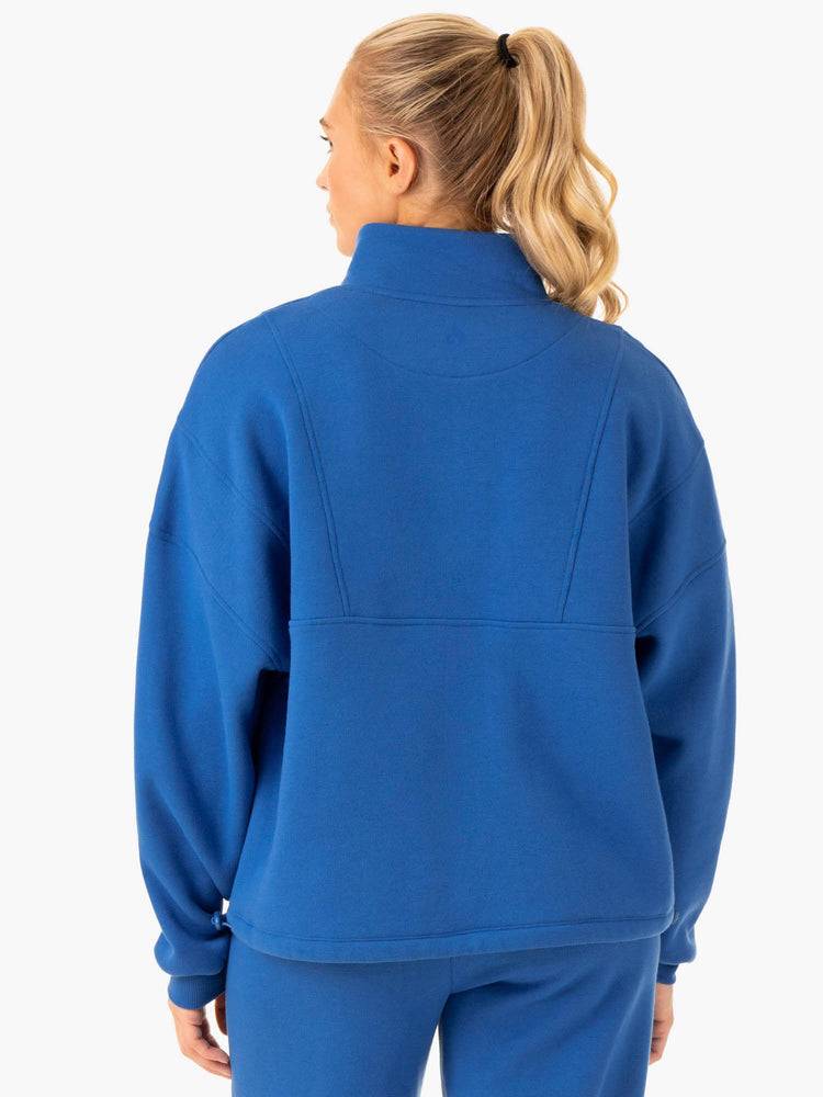 Bluzy Z Kapturem Damskie Ryderwear Women Hoodie Sideline Half Zip Jumper Jasny Niebieskie | PL2459VD