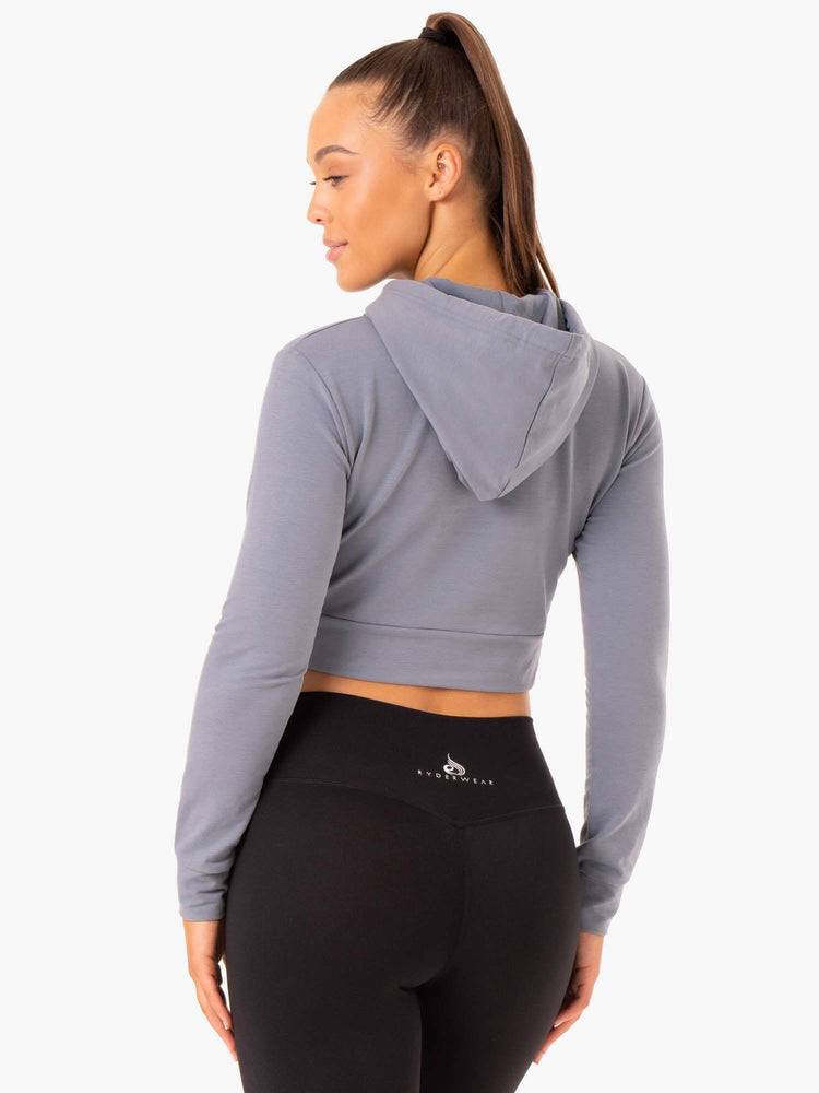 Bluzy Z Kapturem Damskie Ryderwear Women Hoodie Hybryd Fitted Szare Niebieskie | PL2466HK