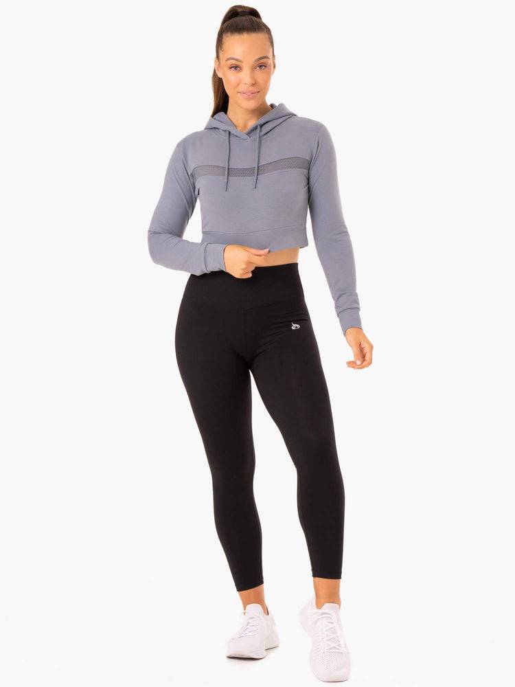 Bluzy Z Kapturem Damskie Ryderwear Women Hoodie Hybryd Fitted Szare Niebieskie | PL2466HK