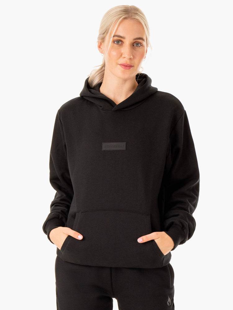 Bluzy Z Kapturem Damskie Ryderwear Women Hoodie Unisex Pullover Czarne | PL2468FM