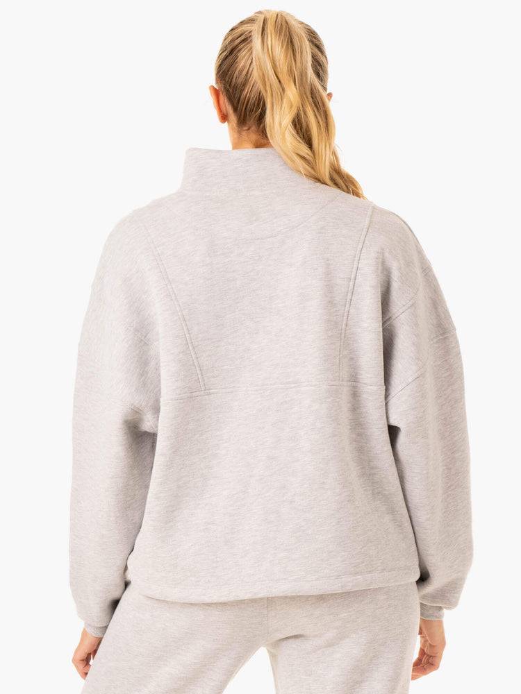 Bluzy Z Kapturem Damskie Ryderwear Women Hoodie Sideline Half Zip Jumper Szare | PL2469DN