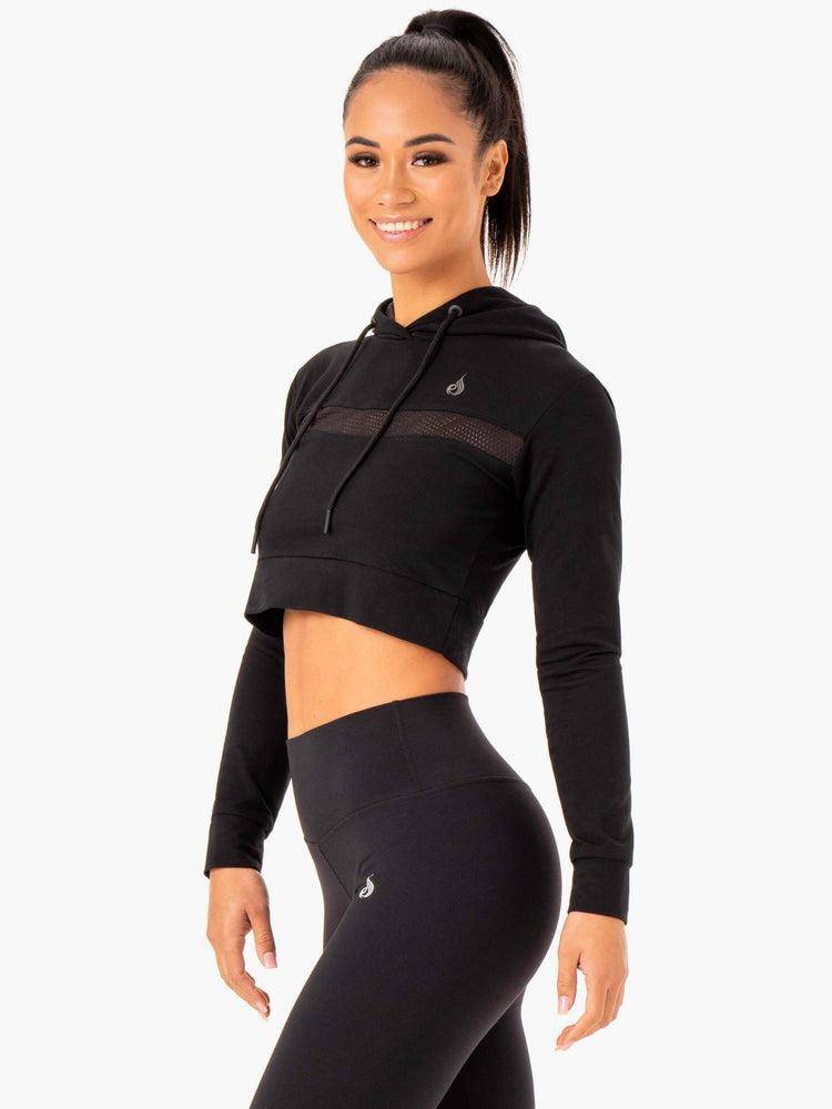 Bluzy Z Kapturem Damskie Ryderwear Women Hoodie Hybryd Fitted Czarne | PL2470SO