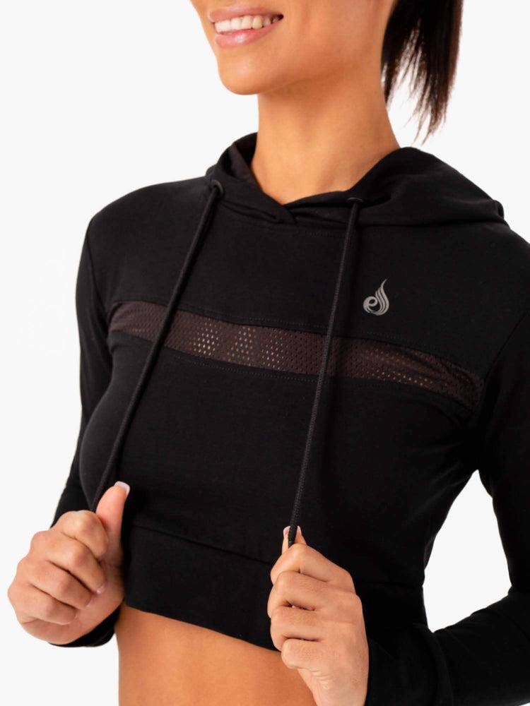 Bluzy Z Kapturem Damskie Ryderwear Women Hoodie Hybryd Fitted Czarne | PL2470SO