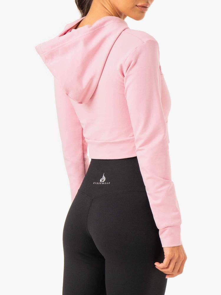 Bluzy Z Kapturem Damskie Ryderwear Women Hoodie Hybryd Fitted Różowe | PL2472PQ