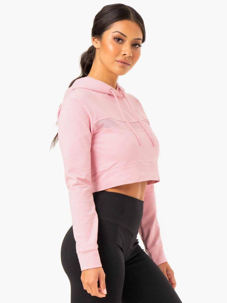 Bluzy Z Kapturem Damskie Ryderwear Women Hoodie Hybryd Fitted Różowe | PL2472PQ