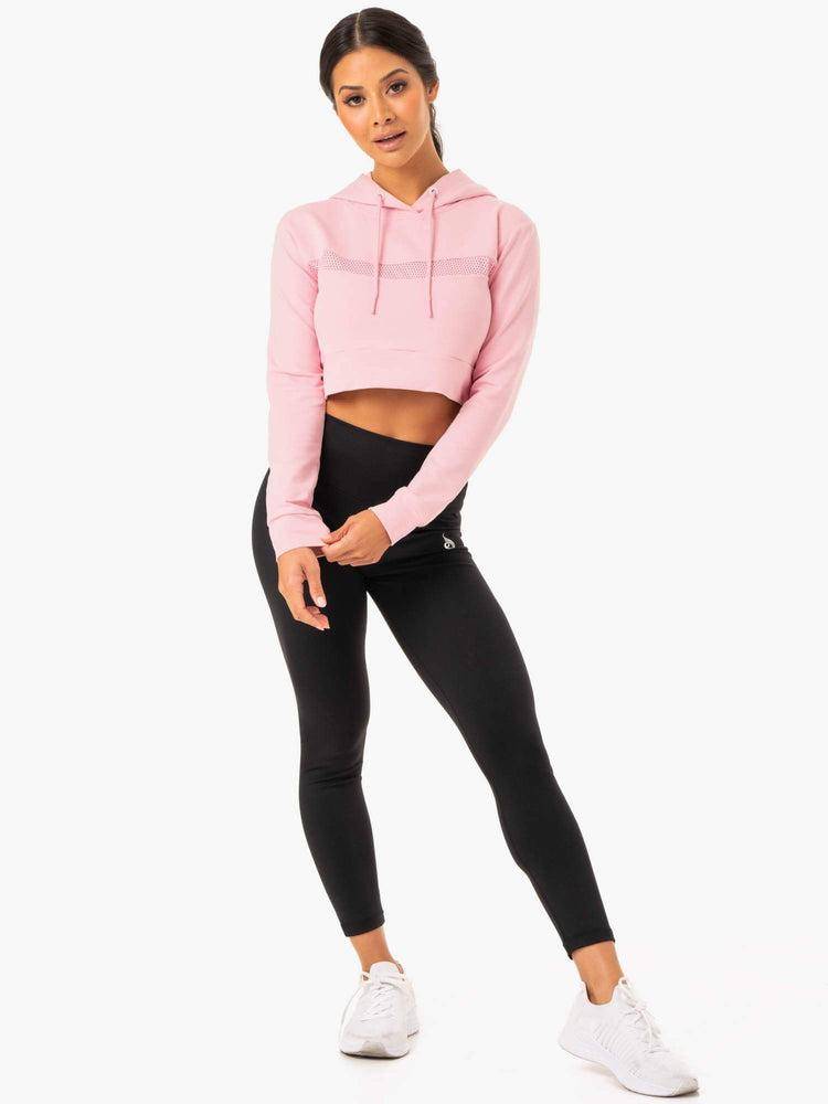 Bluzy Z Kapturem Damskie Ryderwear Women Hoodie Hybryd Fitted Różowe | PL2472PQ