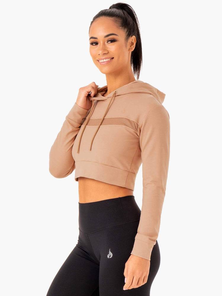 Bluzy Z Kapturem Damskie Ryderwear Women Hoodie Hybryd Fitted Brązowe | PL2473OR