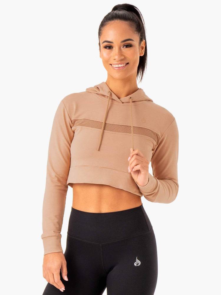 Bluzy Z Kapturem Damskie Ryderwear Women Hoodie Hybryd Fitted Brązowe | PL2473OR