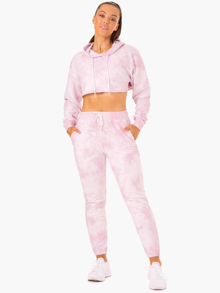 Bluzy Z Kapturem Damskie Ryderwear Women Hoodie Tie Dye Pullover Różowe | PL2476YU