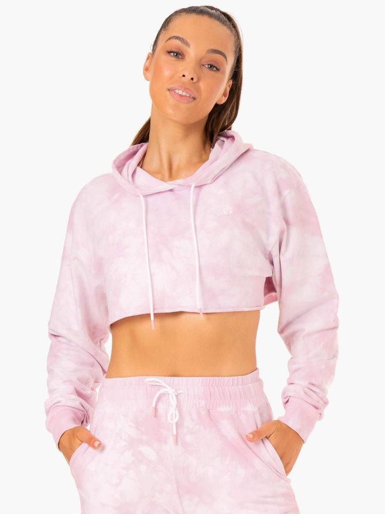 Bluzy Z Kapturem Damskie Ryderwear Women Hoodie Tie Dye Pullover Różowe | PL2476YU