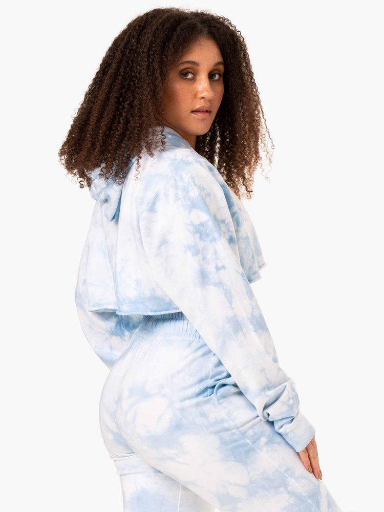 Bluzy Z Kapturem Damskie Ryderwear Women Hoodie Tie Dye Pullover Niebieskie | PL2479EX