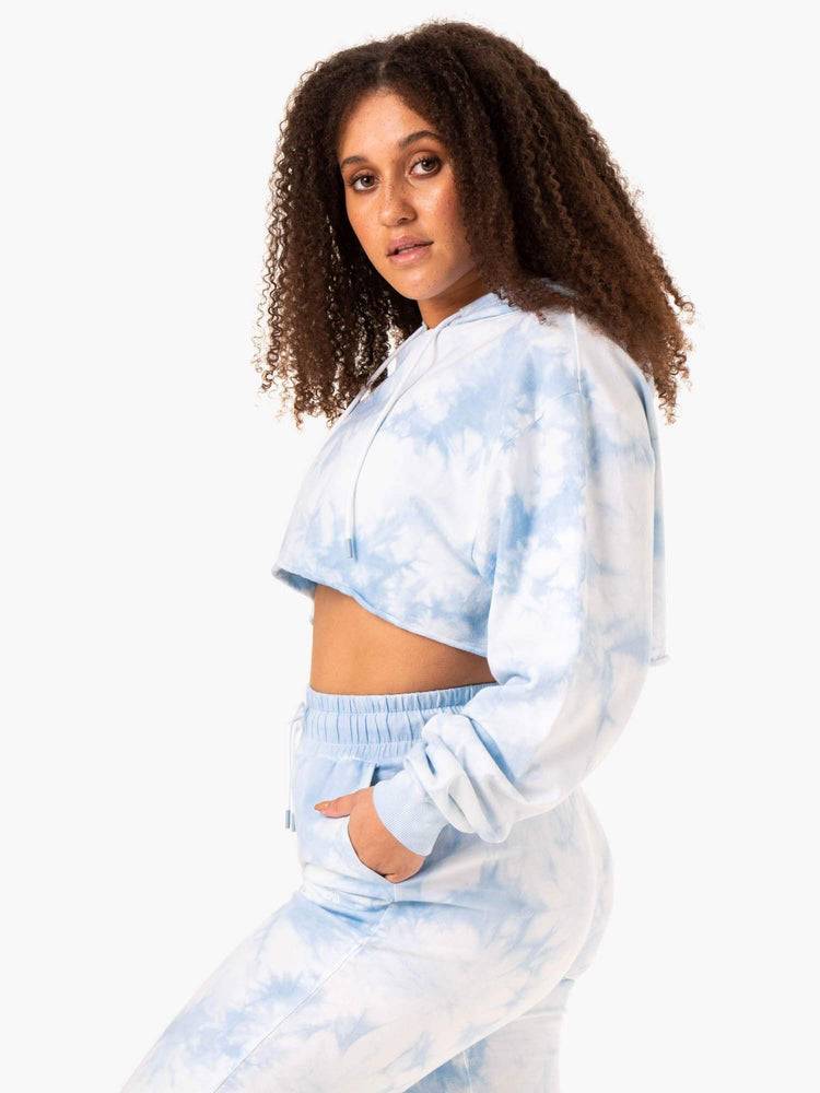 Bluzy Z Kapturem Damskie Ryderwear Women Hoodie Tie Dye Pullover Niebieskie | PL2479EX