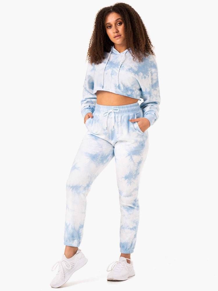 Bluzy Z Kapturem Damskie Ryderwear Women Hoodie Tie Dye Pullover Niebieskie | PL2479EX