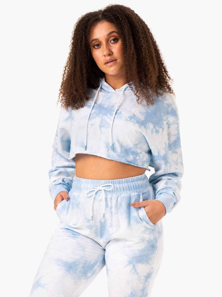 Bluzy Z Kapturem Damskie Ryderwear Women Hoodie Tie Dye Pullover Niebieskie | PL2479EX