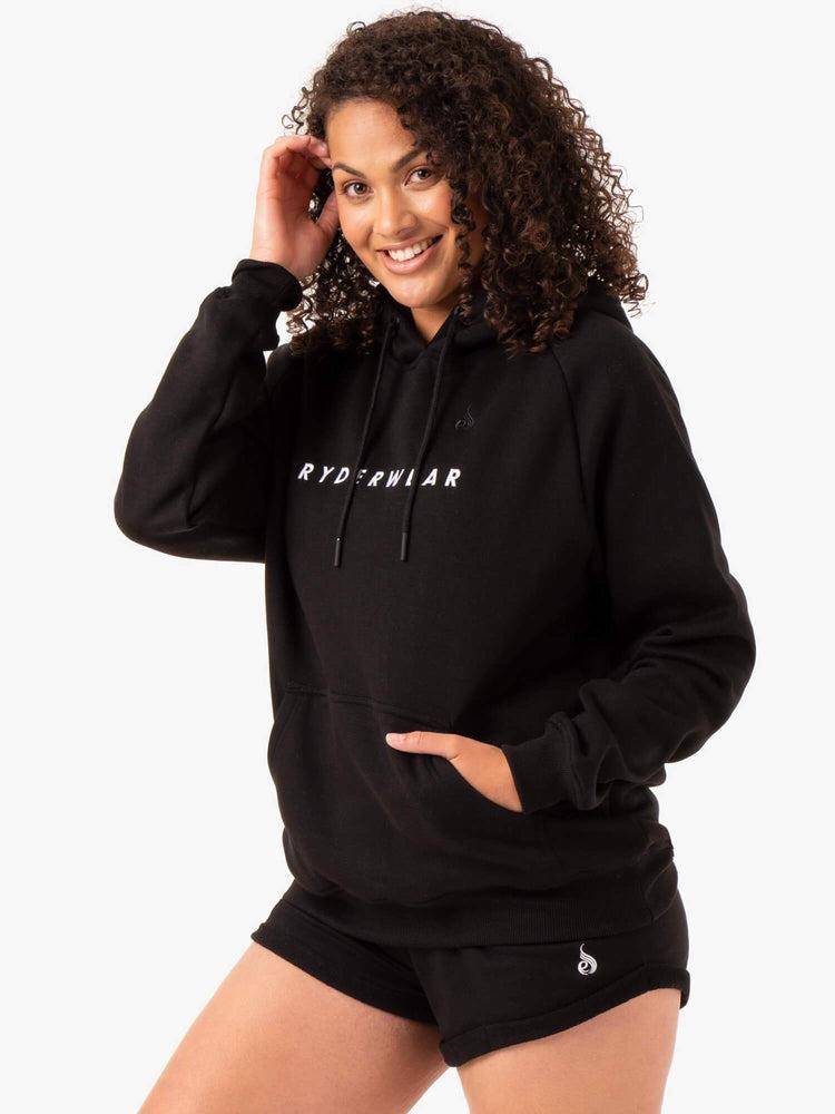 Bluzy Z Kapturem Damskie Ryderwear Women Hoodie Off Duty Fleece Czarne | PL2480WY