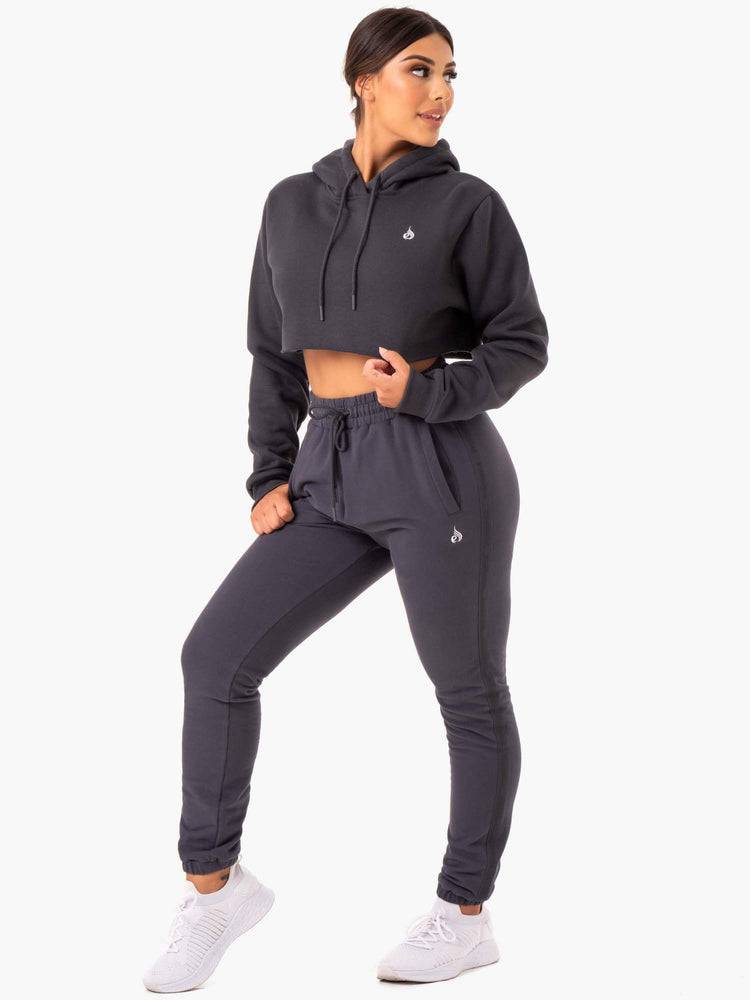 Bluzy Z Kapturem Damskie Ryderwear Women Hoodie Base Pullover Szare | PL2485VD