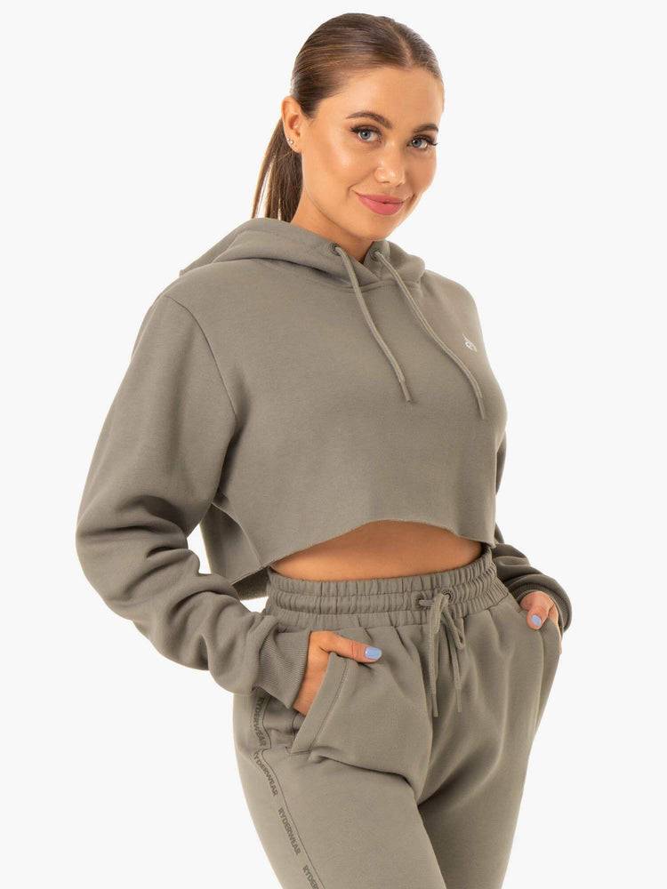 Bluzy Z Kapturem Damskie Ryderwear Women Hoodie Base Pullover Khaki | PL2487XF