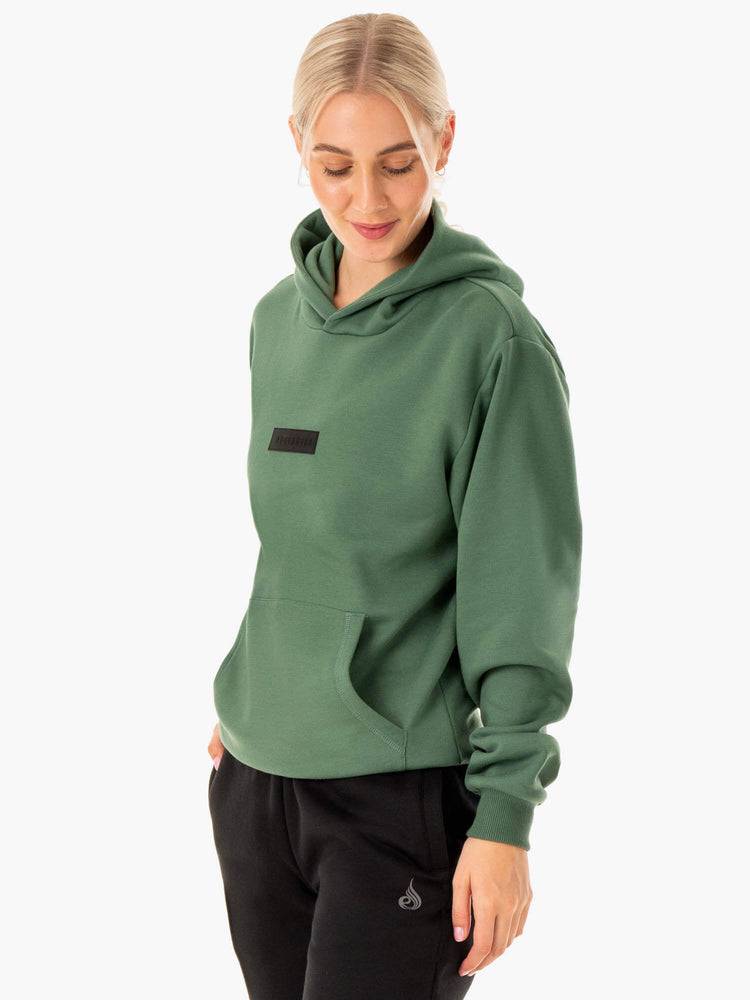 Bluzy Z Kapturem Damskie Ryderwear Women Hoodie Unisex Pullover Zielone | PL2490KI