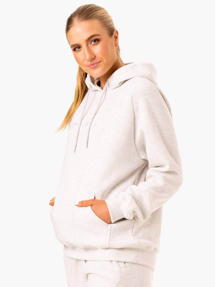 Bluzy Z Kapturem Damskie Ryderwear Women Hoodie Off Duty Fleece Białe Szare | PL2492HK