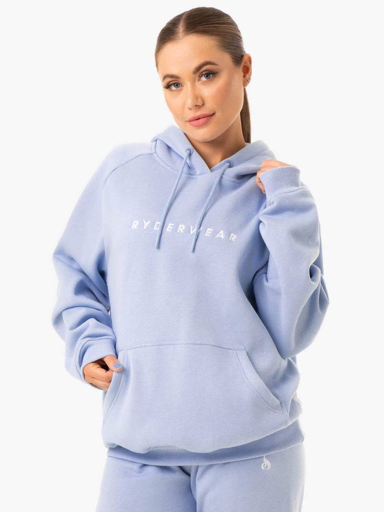 Bluzy Z Kapturem Damskie Ryderwear Women Hoodie Off Duty Fleece Niebieskie | PL2494FM