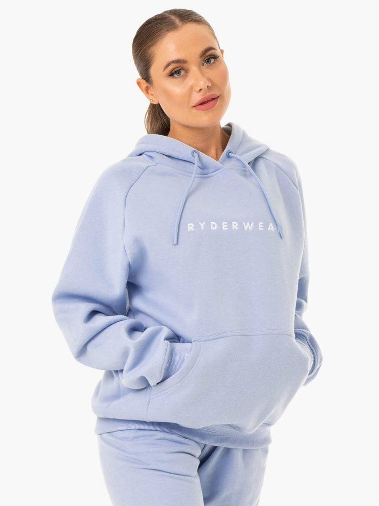 Bluzy Z Kapturem Damskie Ryderwear Women Hoodie Off Duty Fleece Niebieskie | PL2494FM