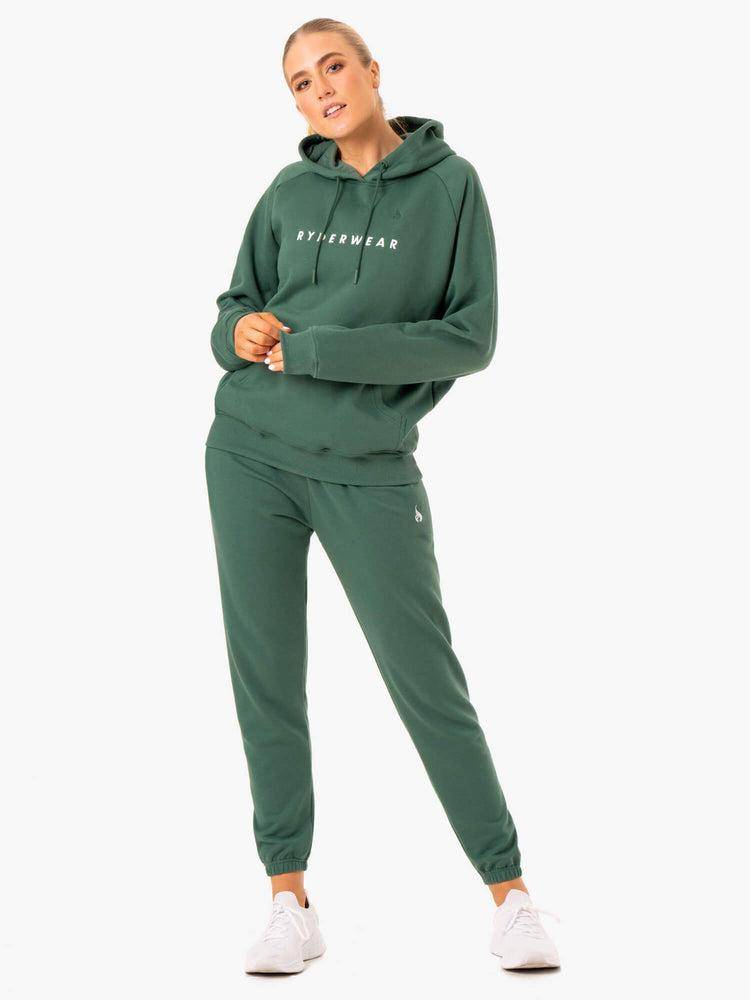 Bluzy Z Kapturem Damskie Ryderwear Women Hoodie Off Duty Fleece Zielone | PL2495DN