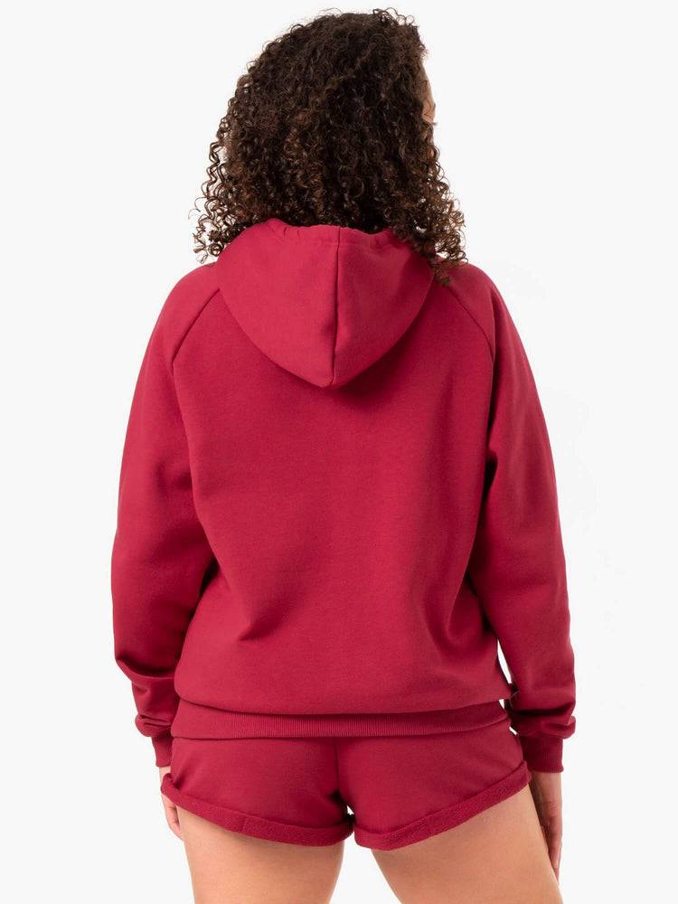 Bluzy Z Kapturem Damskie Ryderwear Women Hoodie Off Duty Fleece Bordowe | PL2496SO