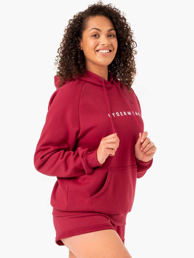 Bluzy Z Kapturem Damskie Ryderwear Women Hoodie Off Duty Fleece Bordowe | PL2496SO