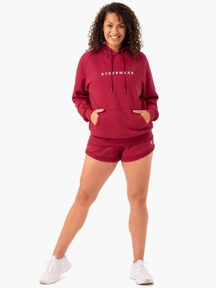 Bluzy Z Kapturem Damskie Ryderwear Women Hoodie Off Duty Fleece Bordowe | PL2496SO