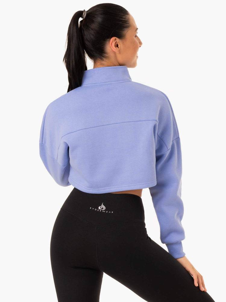 Bluzy Z Kapturem Damskie Ryderwear Women Hoodie Base Half Zip Jumper Fioletowe | PL2500IS