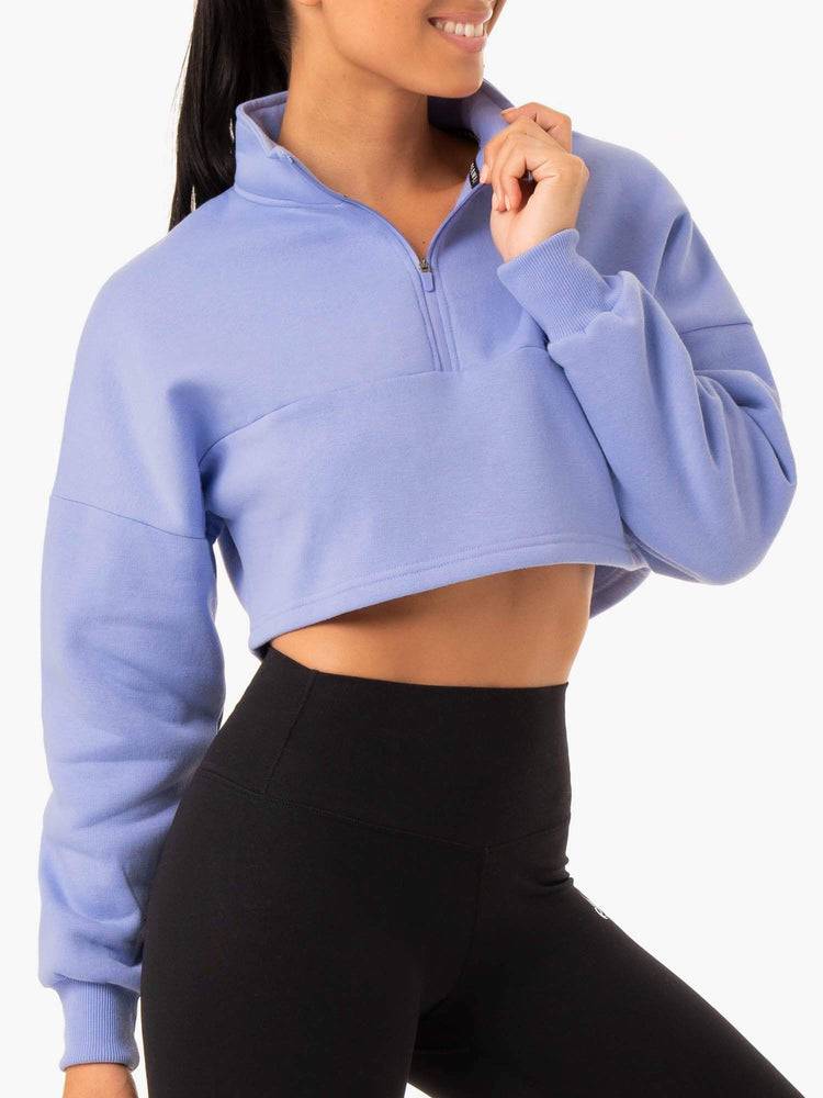 Bluzy Z Kapturem Damskie Ryderwear Women Hoodie Base Half Zip Jumper Fioletowe | PL2500IS