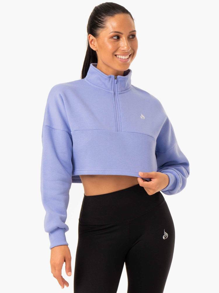 Bluzy Z Kapturem Damskie Ryderwear Women Hoodie Base Half Zip Jumper Fioletowe | PL2500IS