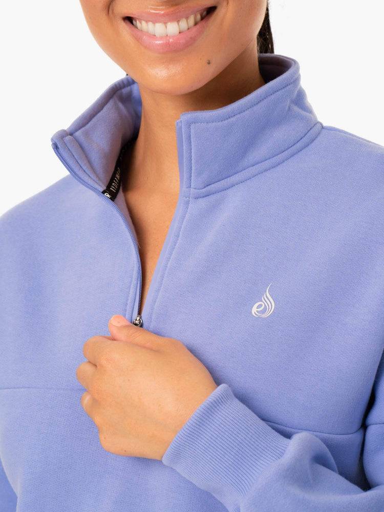 Bluzy Z Kapturem Damskie Ryderwear Women Hoodie Base Half Zip Jumper Fioletowe | PL2500IS