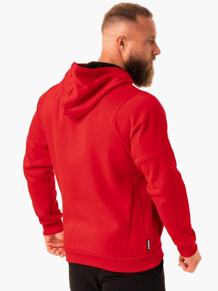 Bluzy Z Kapturem Męskie Ryderwear Men Hoodie RWXKG Fleece Czerwone | PL2663ZG