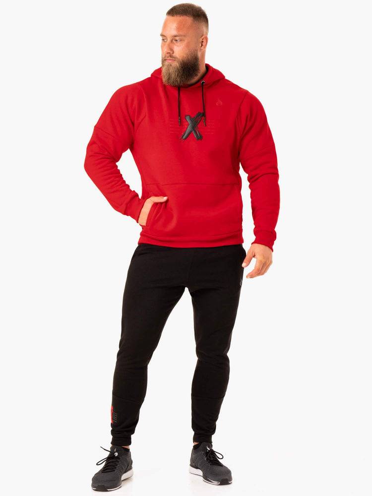 Bluzy Z Kapturem Męskie Ryderwear Men Hoodie RWXKG Fleece Czerwone | PL2663ZG