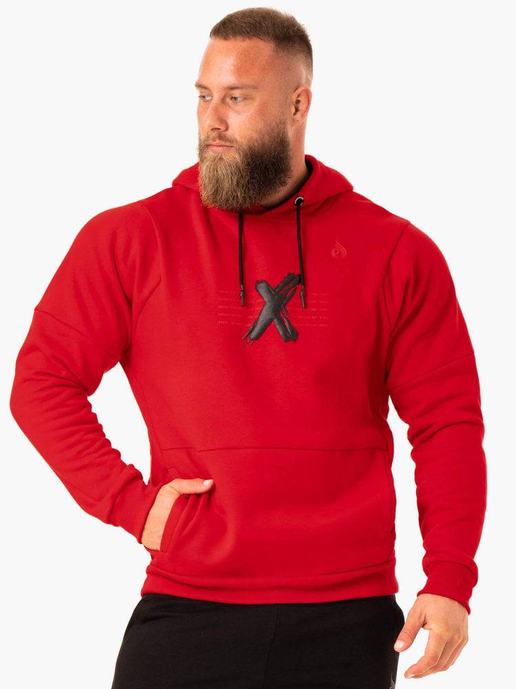 Bluzy Z Kapturem Męskie Ryderwear Men Hoodie RWXKG Fleece Czerwone | PL2663ZG