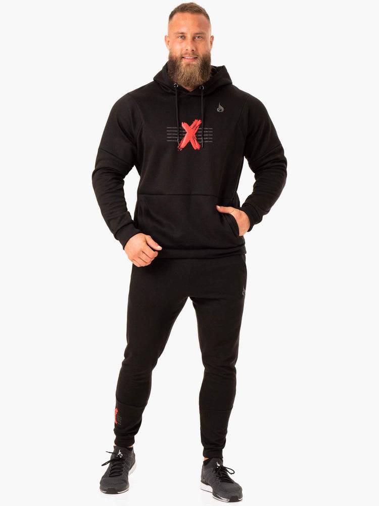 Bluzy Z Kapturem Męskie Ryderwear Men Hoodie RWXKG Fleece Czarne | PL2664LH