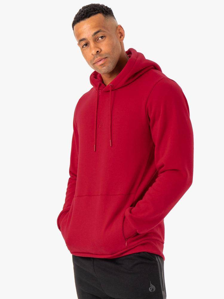 Bluzy Z Kapturem Męskie Ryderwear Men Hoodie Restore Pullover Bordowe | PL2666JJ