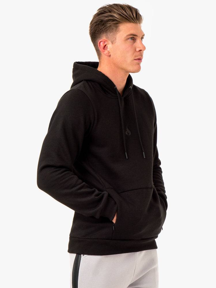 Bluzy Z Kapturem Męskie Ryderwear Men Hoodie Restore Pullover Czarne | PL2669FM