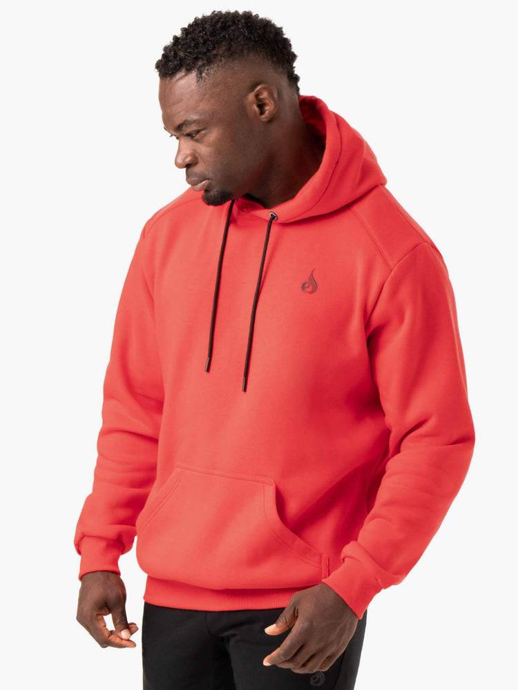 Bluzy Z Kapturem Męskie Ryderwear Men Hoodie Reset Pullover Czerwone | PL2672AP