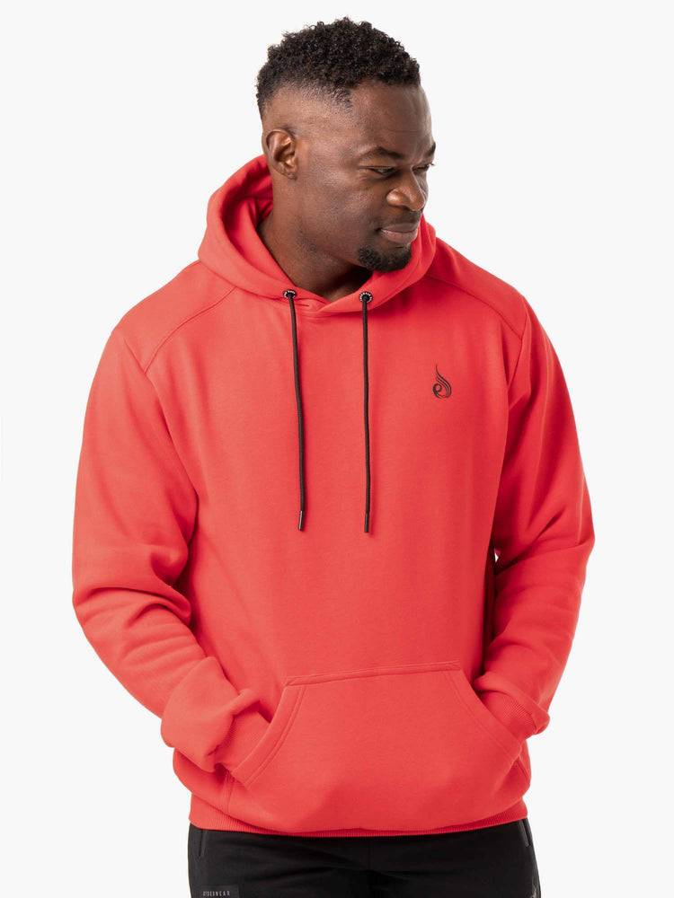 Bluzy Z Kapturem Męskie Ryderwear Men Hoodie Reset Pullover Czerwone | PL2672AP