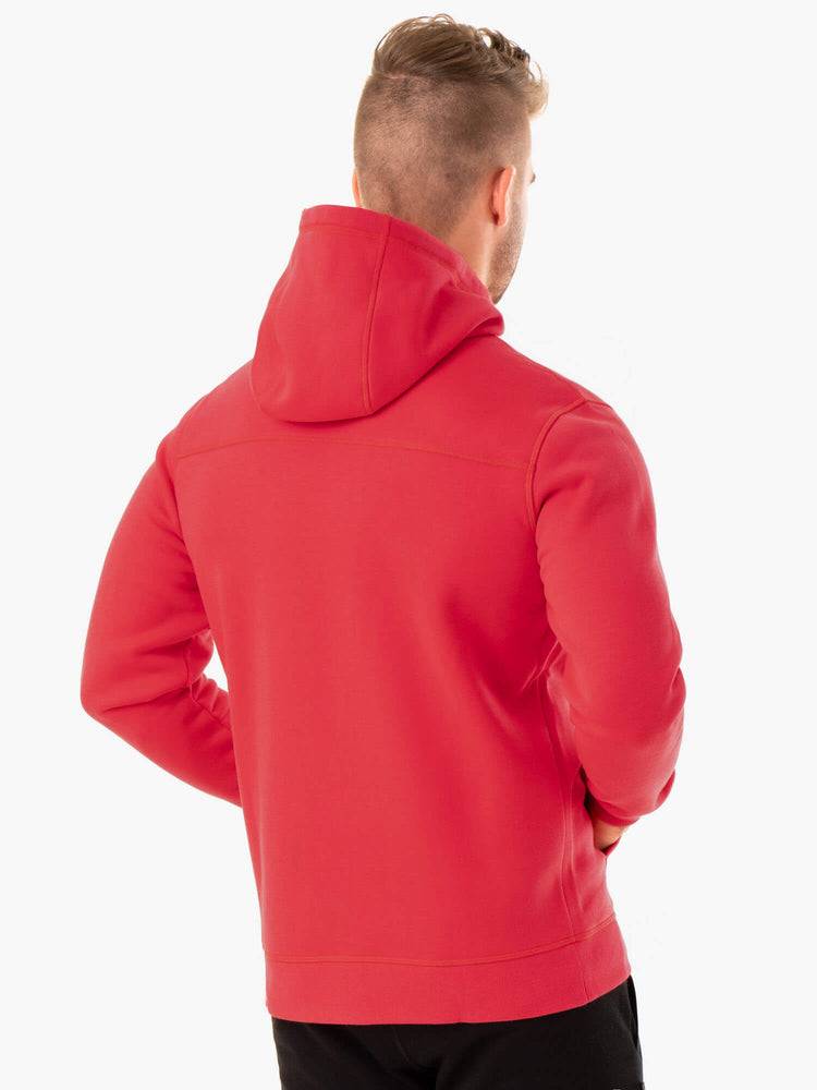 Bluzy Z Kapturem Męskie Ryderwear Men Hoodie Recharge Zip Up Czerwone | PL2677YU