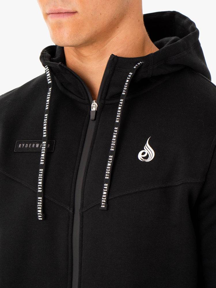 Bluzy Z Kapturem Męskie Ryderwear Men Hoodie Recharge Zip Up Czarne | PL2678TV