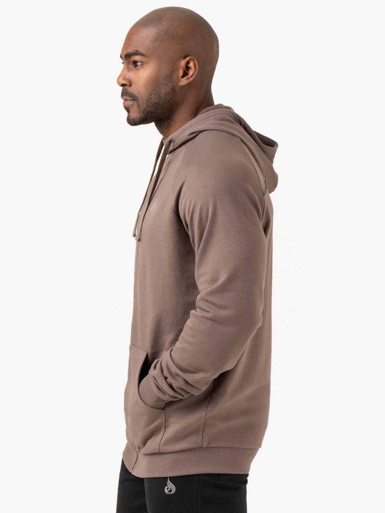 Bluzy Z Kapturem Męskie Ryderwear Men Hoodie Pursuit Zip Up Szare Brązowe | PL2680EX