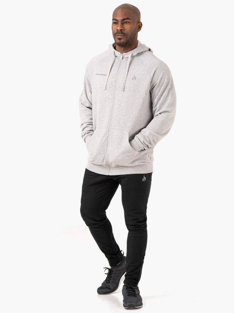 Bluzy Z Kapturem Męskie Ryderwear Men Hoodie Pursuit Zip Up Głęboka Szare | PL2683MA