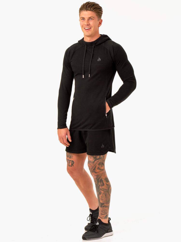 Bluzy Z Kapturem Męskie Ryderwear Men Hoodie Optimal Pullover Czarne | PL2686VD