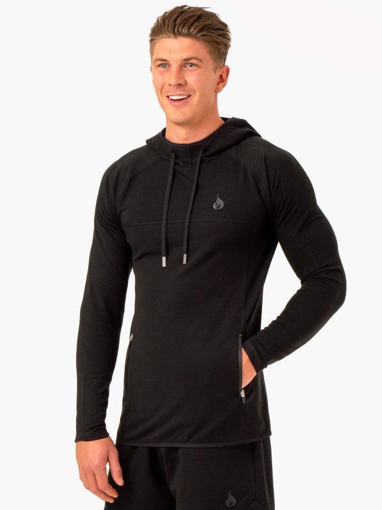 Bluzy Z Kapturem Męskie Ryderwear Men Hoodie Optimal Pullover Czarne | PL2686VD