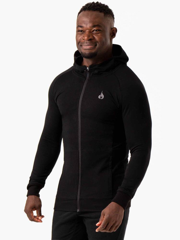 Bluzy Z Kapturem Męskie Ryderwear Men Hoodie Critical Zip Up Czarne | PL2694HK