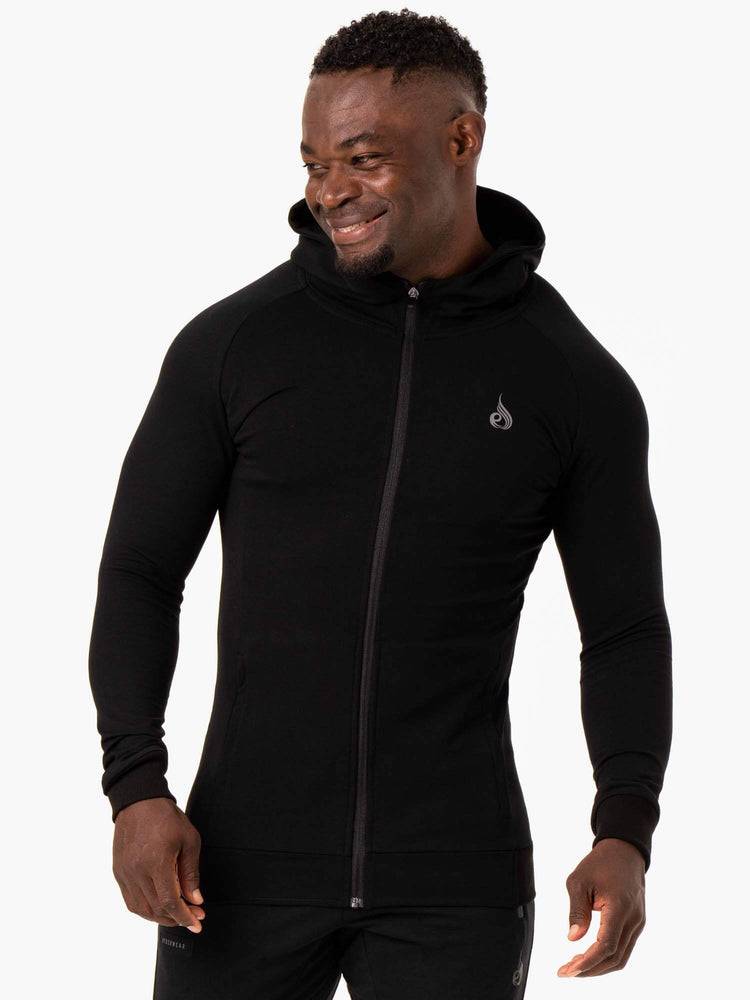 Bluzy Z Kapturem Męskie Ryderwear Men Hoodie Critical Zip Up Czarne | PL2694HK