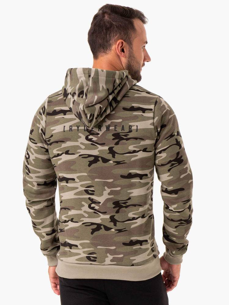 Bluzy Z Kapturem Męskie Ryderwear Men Hoodie Camo Tech Pullover Khaki Camo | PL2696FM